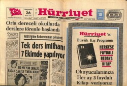Hürriyet Gazetesi 26 Eylül 1968 - Bir Askeri Uçağımız Akdenize Düştü GZ68960 - 1