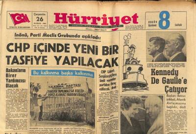 Hürriyet Gazetesi 26 Haziran 1963 - Kennedy De Gaullee Çatıyor GZ70992 - 2