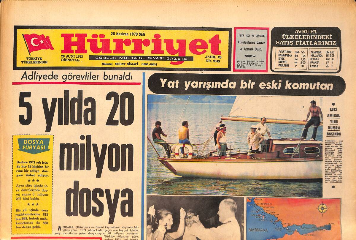 Hürriyet Gazetesi 26 Haziran 1973 - Avrupalı Prensesler Sırayla Kısmetini Bulup Evleniyor - Belgin Doruk, Rüya İle Tedavi Olacak GZ158250 - 1