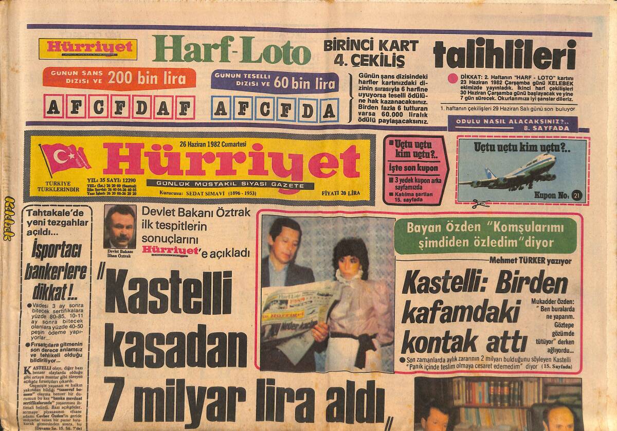 Hürriyet Gazetesi 26 Haziran 1982 - Haig İstifa Etti - Merkez Bankası'nda Para Kuyruğu GZ134161 - 1