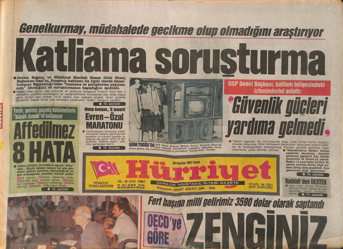 Hürriyet Gazetesi 26 Haziran 1987 - Semiramis Pekkan ''Mutluyuz'' - Brigitte Bardot ''Beni 5 Erkek Eskitti'' GZ160182 - 1