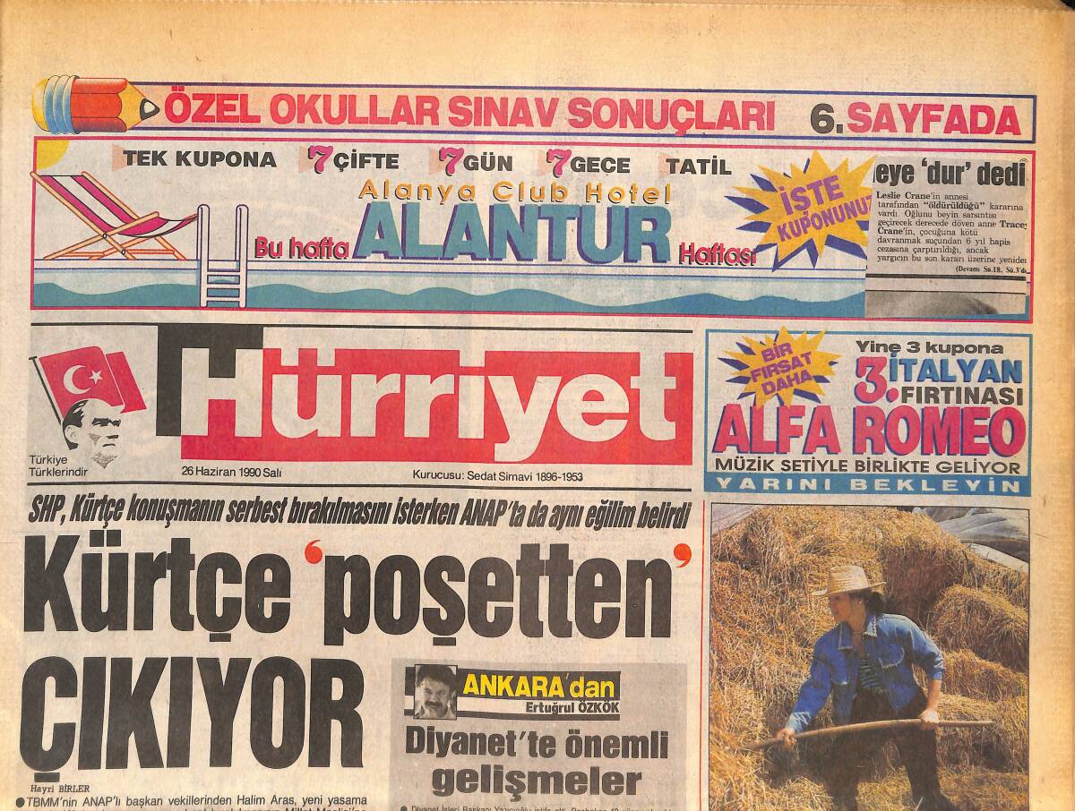 Hürriyet Gazetesi 26 Haziran 1990 - Beckenbauer İmparatorluğu - Santana : ' Ezan Sesini Seviyorum ' GZ132950 - 1