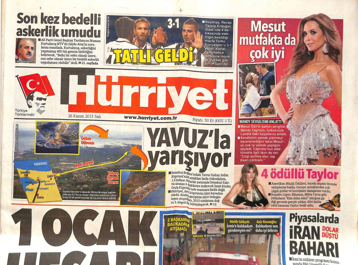 Hürriyet Gazetesi 26 Kasım 2013 - Ebru Gündeş Öğretmenler İçin Söyledi - Piyasalarda İran Baharı GZ160141 - 1