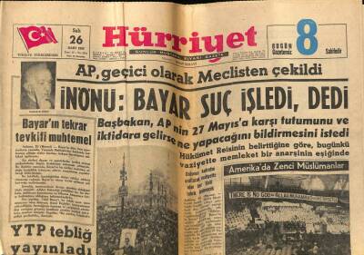 Hürriyet Gazetesi 26 Mart 1963 - AP , Geçici Olarak Meclisten Çekildi GZ67424 - 2