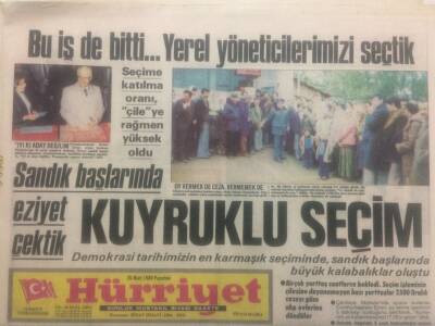 Hürriyet Gazetesi 26 Mart 1984 - Sandık Başlarında Eziyet,Kuyruklu Seçim GZ38067 - 1