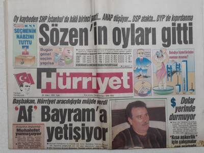 Hürriyet Gazetesi - 26 Mart 1991 - Nurettin Sözenin Oyları Gitti GZ111654 - 1