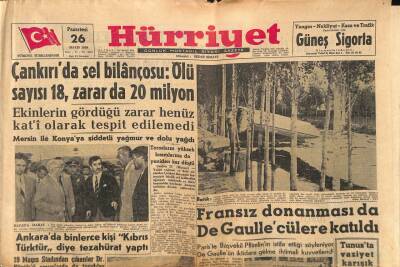 Hürriyet Gazetesi 26 Mayıs 1958 - Çankırıda Sel Bilançosu Ölü Sayısı 18 , Zarar da 20 Milyon GZ82999 - 1