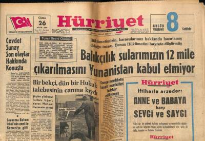 Hürriyet Gazetesi 26 Nisan 1963 - Kıbrısta Türk Ve Rumlar Ayrı Belediyeler Kuracak - Cevdet Sunay Son Olaylar Hakkında Konuştu GZ91971 - 1
