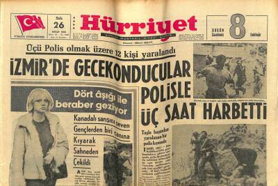 Hürriyet Gazetesi 26 Nisan 1966 - İzmirde Gecekonducular Polisle Çatıştı GZ54974 - 1
