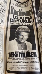Hürriyet Gazetesi 26 Ocak 1974 - Bebek Belediye Gazinosu Zeki Müren Reklamı GZ76401 - 2