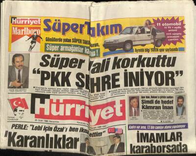 Hürriyet Gazetesi 26 Ocak 1989 - Süper Vali Korkuttu PKK Şehre İniyor GZ62521 - 2