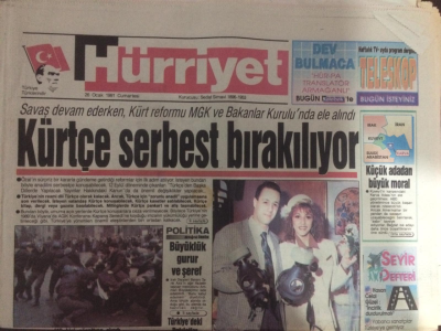 Hürriyet Gazetesi 26 Ocak 1991 - Kürtçe Serbest Bırakılıyor - GZ12029 - 1