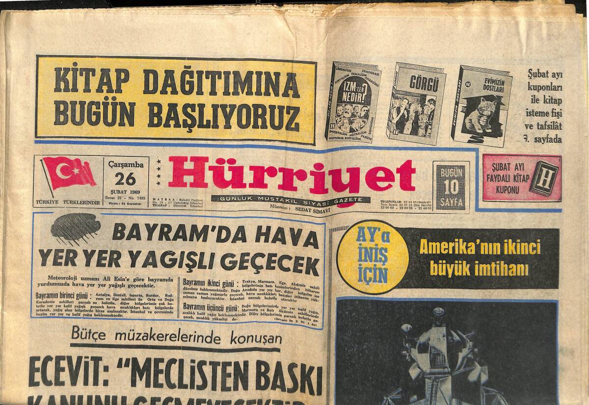 Hürriyet Gazetesi 26 Şubat 1969 - Bülent Ecevit: Meclisten Baskı Kanunu Geçmeyecektir - Amerika'nın İkinci Büyük İmtihanı GZ140600 - 1