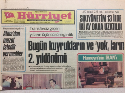 Hürriyet Gazetesi 26 Şubat 1979 - Bugün Kuyrukların Ve Yokların 2. Yıl Dönümü GZ27461 - 1