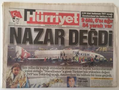 Hürriyet Gazetesi 26 Şubat 2009 - THY NA Nazar Değdi ... GZ28330 - 1
