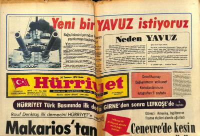 Hürriyet Gazetesi - 26 Temmuz 1974 - Rauf DenktaşMakariostan Dost Olmaz GZ99291 - 1