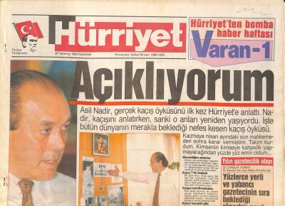 Hürriyet Gazetesi 26 Temmuz 1993 - Ermenileri ABD Durdurdu - Asil Nadir , Gerçek Kaçış Öyküsünü İlk Kez Hürriyete Anlattı GZ126763 - 1