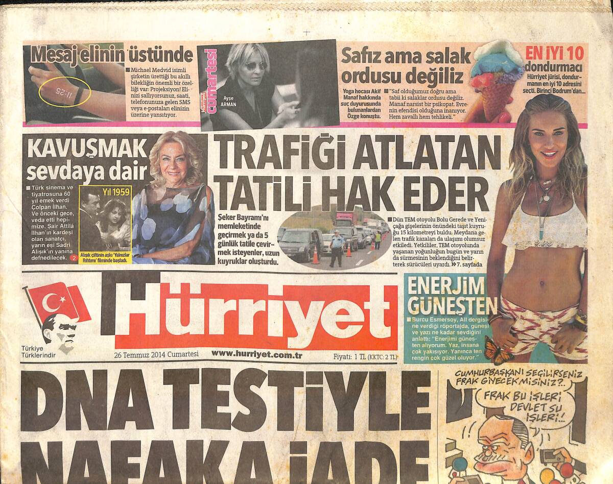 Hürriyet Gazetesi 26 Temmuz 2014 - Burcu Esmersoy 'Enerjim Güneşten' - Nail Erdoğan Babasının İzinde GZ160144 - 1