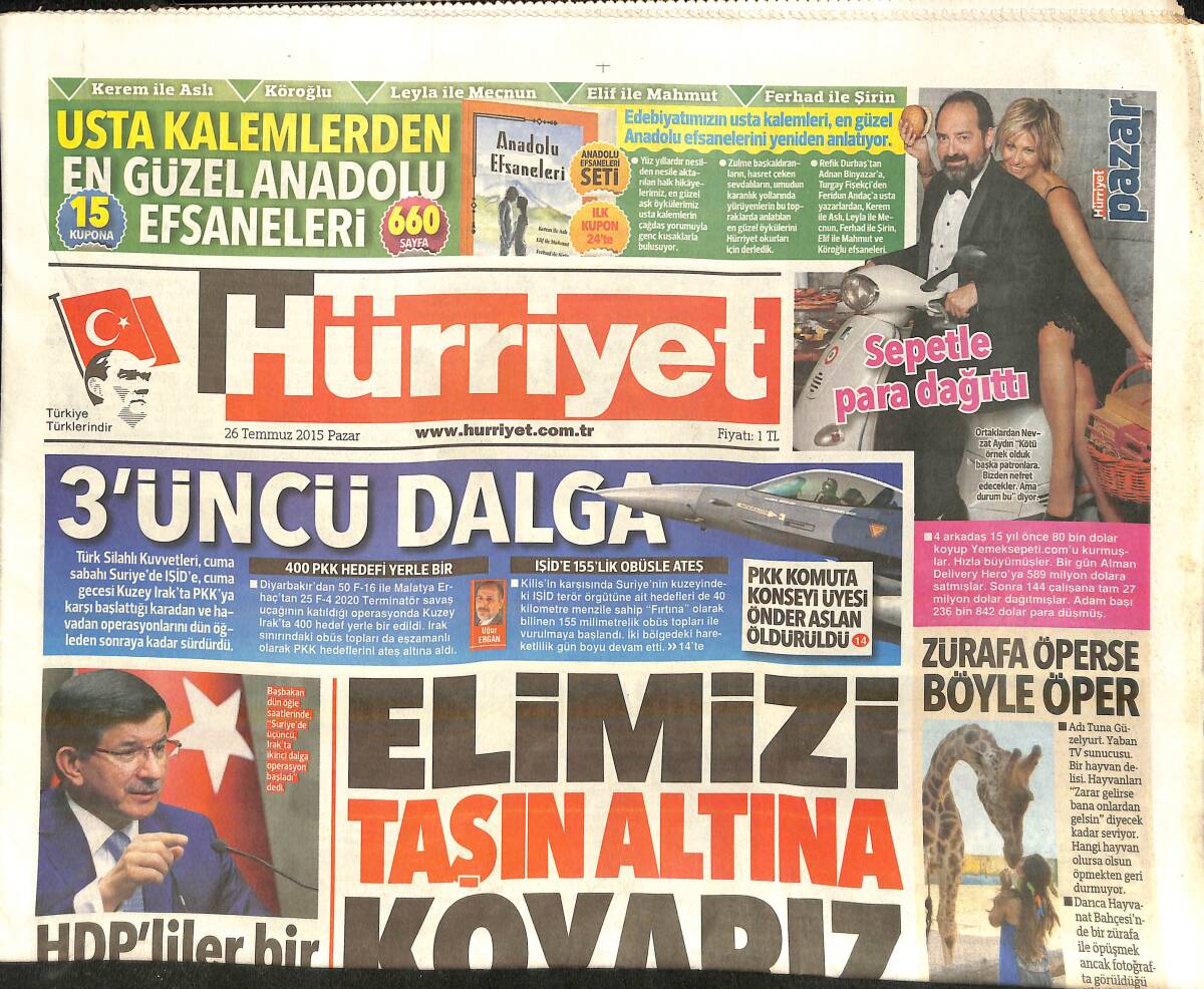 Hürriyet Gazetesi 26 Temmuz 2015 - Felipe Melo İçin Kamp Kurdular - Obama Baba Ocağında GZ159622 - 1