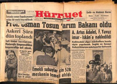 Hürriyet Gazetesi 27 Ağustos 1960 - Prof. Osman Tosun Tarım Bakanı Oldu GZ82028 - 1