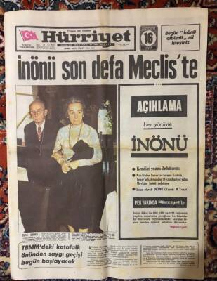 Hürriyet Gazetesi 27 Aralık 1973 - İsmet İnönü Son Defa Mecliste. GZ54312 - 1