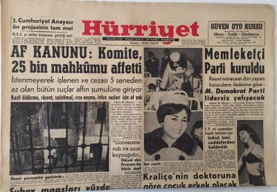 Hürriyet Gazetesi 27 Ekim 1960 - Af Kanunu Komite , 25 Bin Mahkumu Affetti GZ16495 - 1
