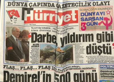 Hürriyet Gazetesi 27 Ekim 1991 - Darbe Yıldırım Gibi Düştü GZ58052 - 1