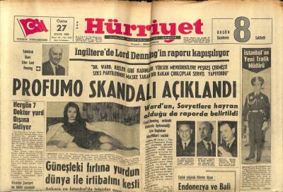 Hürriyet Gazetesi 27 Eylül 1963 - Profumo Skandalı Açıklandı GZ54994 - 1