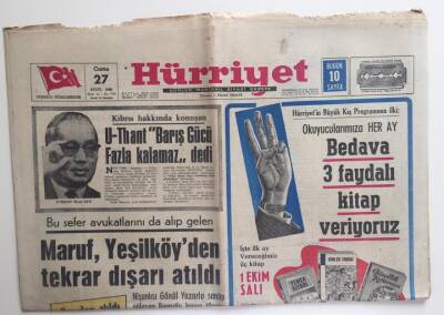 Hürriyet Gazetesi 27 Eylül 1968 -Boğaz Köprüsünün Çevre Yolu İçin 70 Bin Mezar Kaldırılıyor GZ6360 - 1