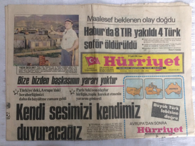 Hürriyet Gazetesi 27 Eylül 1981 - Haburda Sekiz Tır Yakıldı,4 Türk Öldürüldü - GZ17980 - 1