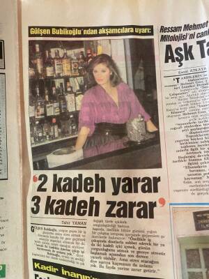 Hürriyet Gazetesi 27 Eylül 1989 - Gülşen Bubikoğlundan Akşamcılara Uyarı 2 Kadeh Yarar 3 Kadeh Zarar GZ80814 - 2