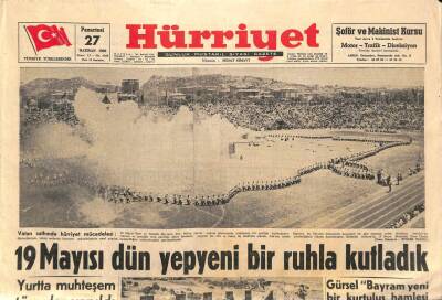 Hürriyet Gazetesi 27 Haziran 1960 - 19 Mayısı Dün Yepyeni Bir Ruhla Kutladık GZ92046 - 1
