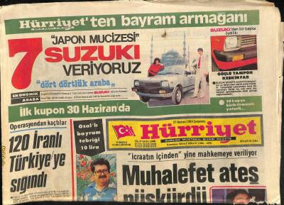 Hürriyet Gazetesi 27 Haziran 1984 - Özallı Bayram Tebriği 10 Lira GZ116051 - 1