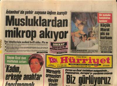 Hürriyet Gazetesi 27 Haziran 1986 - İstanbulda Şehir Suyuna Lağım Karıştı , Musluklardan Mikrop Akıyor GZ81672 - 1
