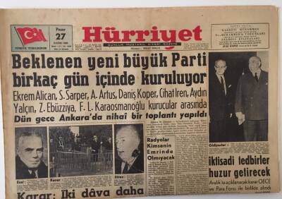 Hürriyet Gazetesi 27 Kasım 1960 - Beklenen Büyük Parti Birkaç Gün İçinde Kuruluyor GZ16442 - 2