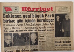 Hürriyet Gazetesi 27 Kasım 1960 - Beklenen Büyük Parti Birkaç Gün İçinde Kuruluyor GZ16442 - 1