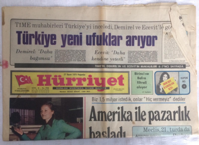 Hürriyet Gazetesi 27 Kasım 1975 - Amerika İle Pazarlık Başladı - GZ17992 - 1