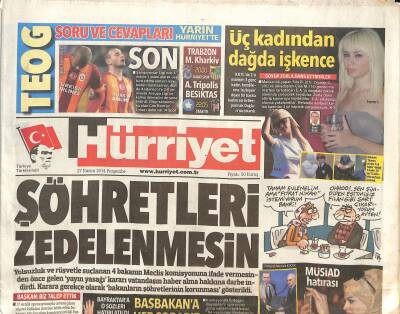 Hürriyet Gazetesi 27 Kasım 2014 - Generaller Gülenle Görüştü Mü ? - Bahçeli Yarın Tunceliye Gidiyor GZ125412 - 1