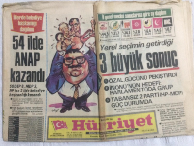 Hürriyet Gazetesi 27 Mart 1984 - 54 İlde Anap Kazandı - GZ19678 - 1