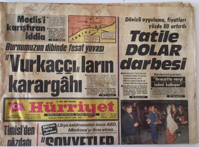 Hürriyet Gazetesi 27 Mart 1986 - Tatile Dolar Darbesi GZ26688 - 1