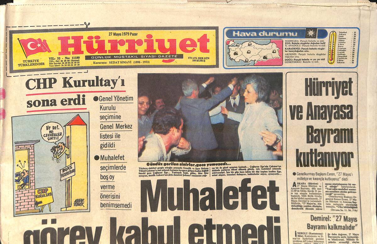 Hürriyet Gazetesi 27 Mayıs 1979 - Gazanfer Bilge 50 Milyonluk Arazisini Çocuklara Bağışladı - 12 Mart Mahkumları Serbest Bırakıldı GZ156700 - 1