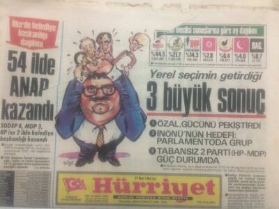 Hürriyet Gazetesi 27 Mayıs 1984 - Yerel Seçimlerin Getirdiği Üç Büyük Sonuç GZ38066 - 1