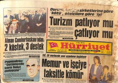 Hürriyet Gazetesi 27 Mayıs 1986 - Papandreu Üstümüzde Kara Bulut Dolaşıyor GZ90548 - 1