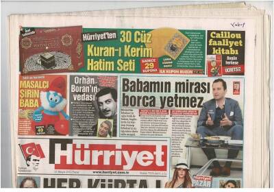 Hürriyet Gazetesi 27 Mayıs 2012 - Orhan Boranın Vedası GZ48099 - 1