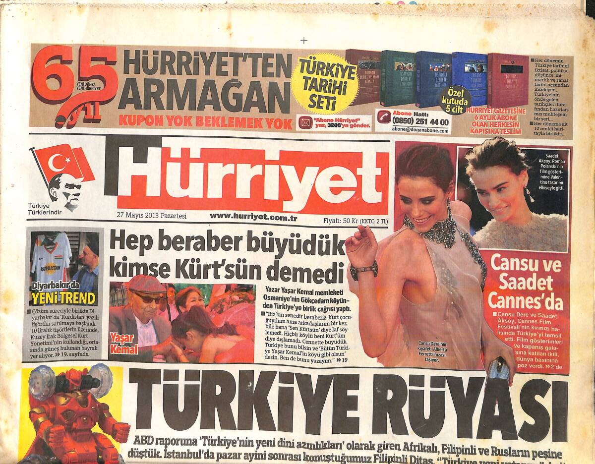 Hürriyet Gazetesi 27 Mayıs 2013 - Ebru Gündeş Ajda Pekkan'ı Ağlattı - AYTAC İçin Şifa Üçgeni GZ159679 - 1