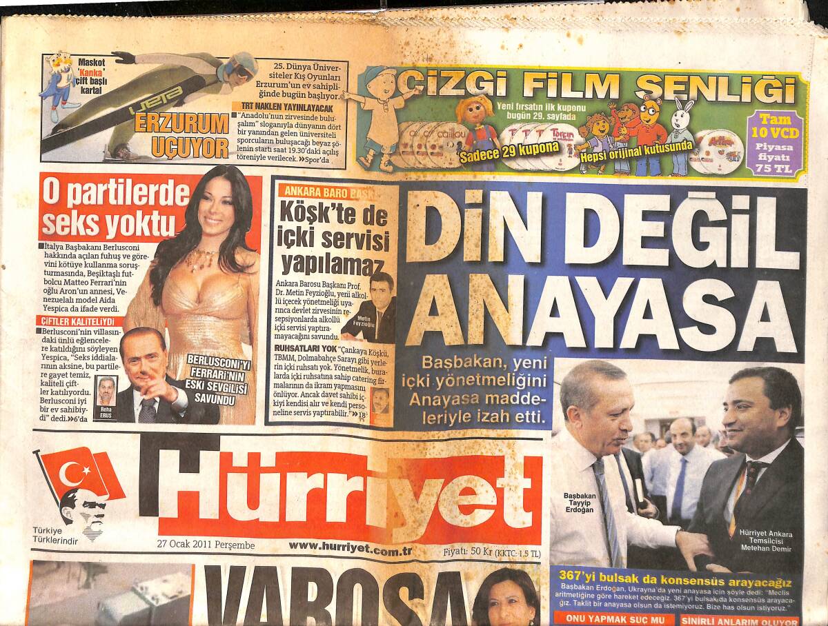 Hürriyet Gazetesi 27 Ocak 2011 - Kartal Kupadan Trabzon'u Sildi - Kılıçdaroğlu : Heykeli Yıksın Tarihe Geçsin GZ160214 - 1