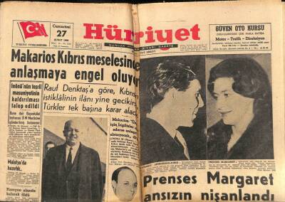Hürriyet Gazetesi 27 Şubat 1960 - Prenses Margaret Ansızın Nişanlandı GZ79319 - 1