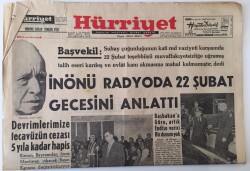 Hürriyet Gazetesi 27 Şubat 1962 - İnönü Radyoda 22 Şubat Gecesini Anlattı GZ16524 - 1
