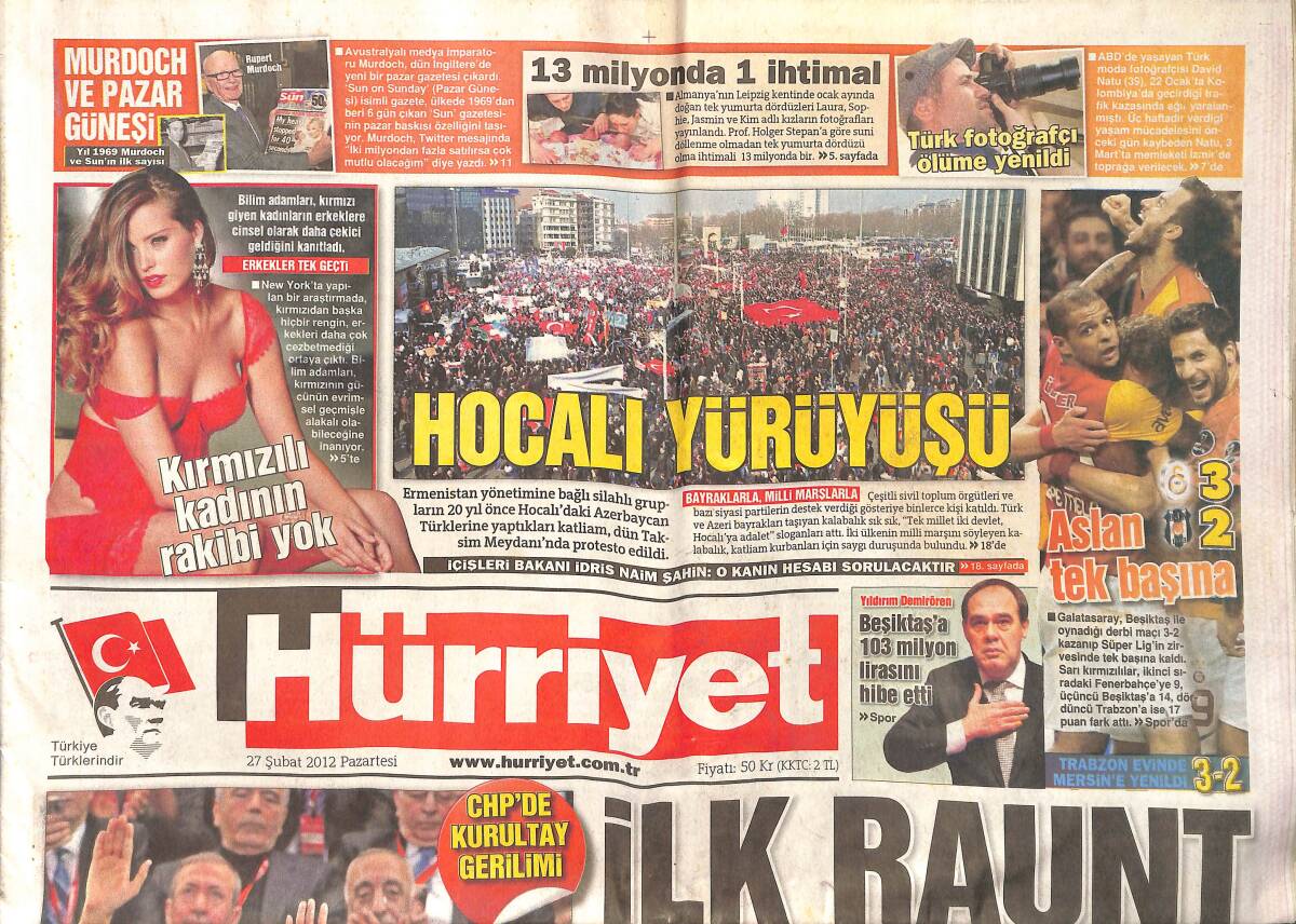 Hürriyet Gazetesi 27 Şubat 2012 - 5 Kapılı Volvo V40'la 2016'da 10 Bin Adede Ulaşacak - CHP Kurultay Gerilimi GZ159604 - 1