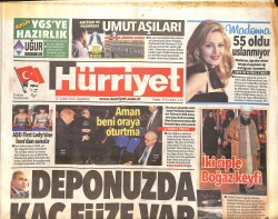 Hürriyet Gazetesi 27 Şubat 2013 - Madonna 55 Oldu Uslanmıyor - Öcalan'dan Dışarı Çıkın Talimatı GZ160159 - Gökçekoleksiyon